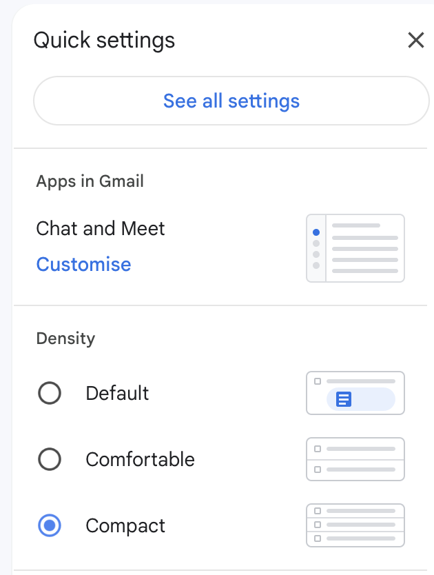 Kath Eats Blogger Kath Younger shares How to Clean Up Gmail Inbox - in photo: screenshot of Gmail Quick Settings Kath Eats Blogger Kath Younger shares How to Clean Up Gmail Inbox - in photo: screenshot of Gmail Quick Settings