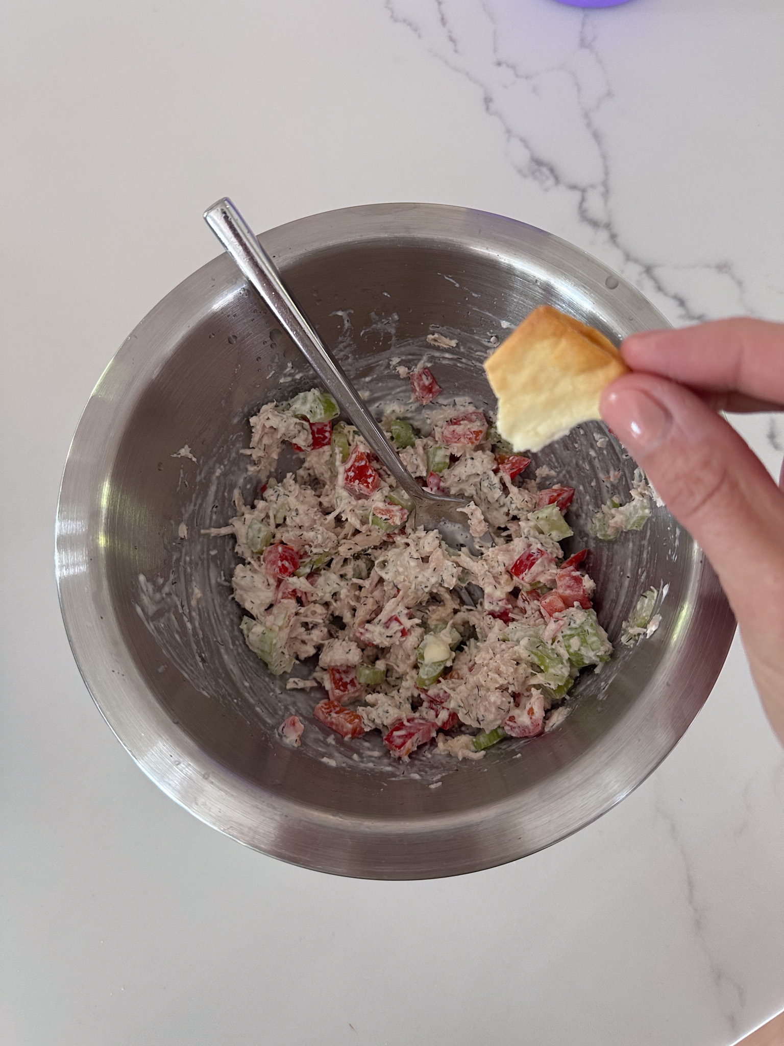 Sardine salad with pita chips