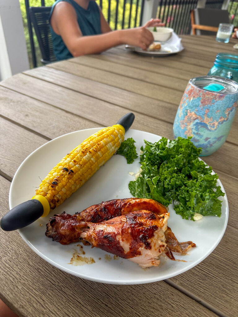 Kath Eats Blogger Kath Younger shares their Virginia Theater Festival + KERF Vacay - in photo: a plate with corn, chicken and salad Kath Eats Blogger Kath Younger shares their Virginia Theater Festival + KERF Vacay - in photo: a plate with corn, chicken and salad