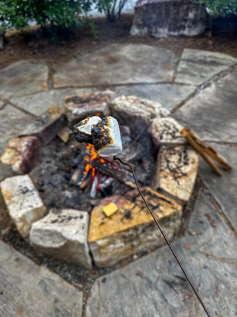 Kath Eats Blogger Kath Younger shares their Bear Lake Reserve - in photo: burnt marshmallows 