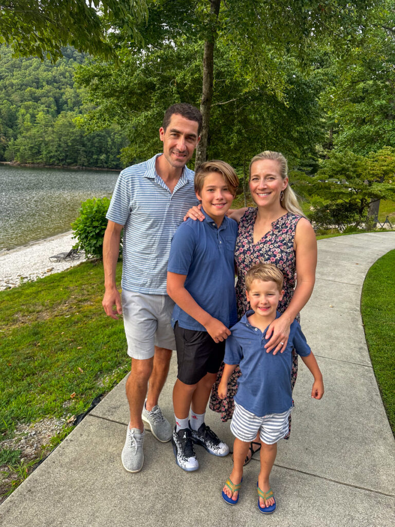 Kath Eats Blogger Kath Younger shares their Bear Lake Reserve vacation: in photo: family of four 