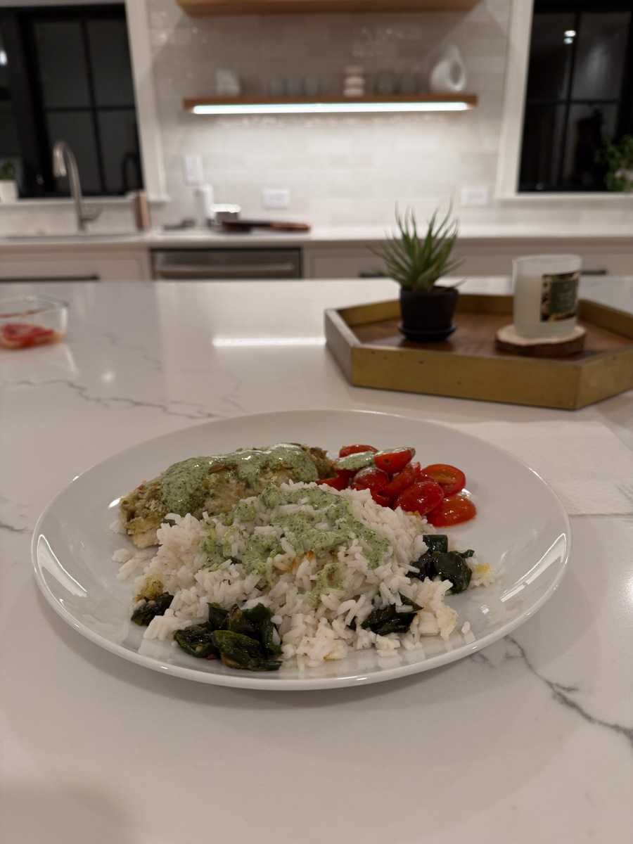 Blue Apron Cod with cilantro sauce