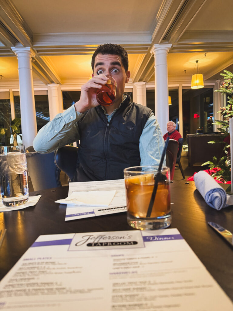 Kath Eats Blogger Kath Younger shares Homestead Holiday - photo of Kath's husband drinking Kath Eats Blogger Kath Younger shares Homestead Holiday - photo of Kath's husband drinking