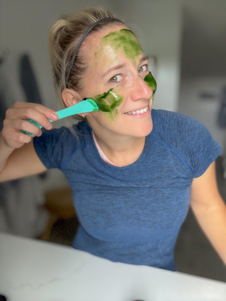 applying Oliveda Face Masks