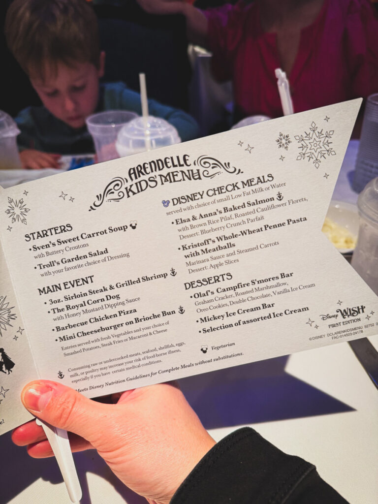 Arendelle kids menu Arendelle kids menu