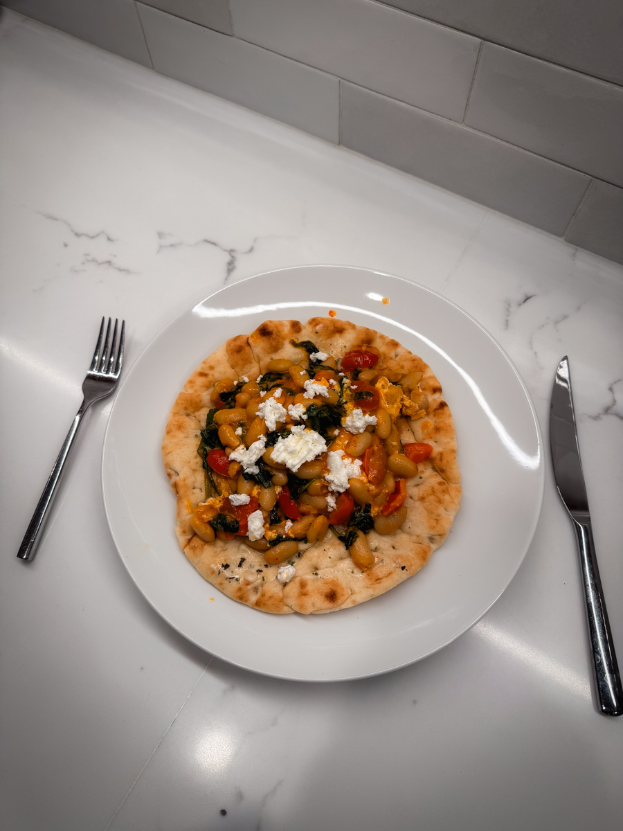 Yummy Pitas with Beans and Goat Cheese!