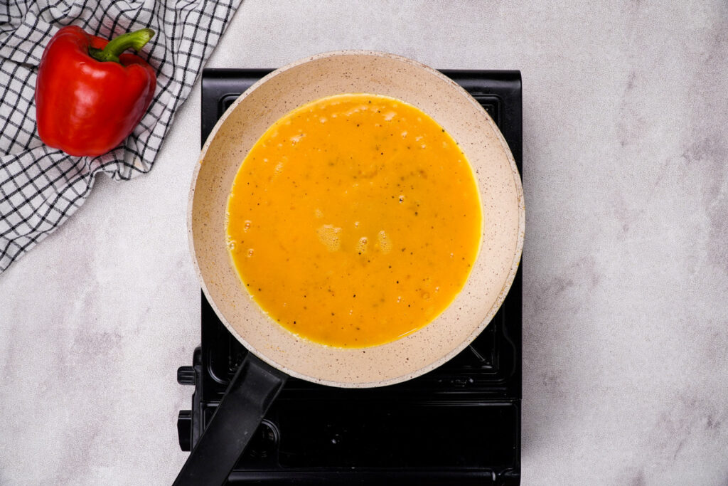 egg mixture in skillet