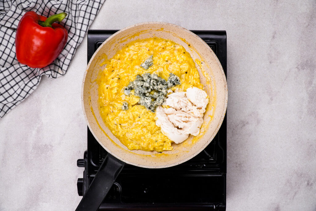 Add the blue cheese and cottage cheese