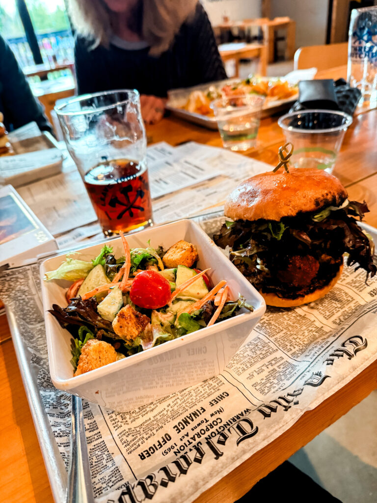 salad and burger salad and burger
