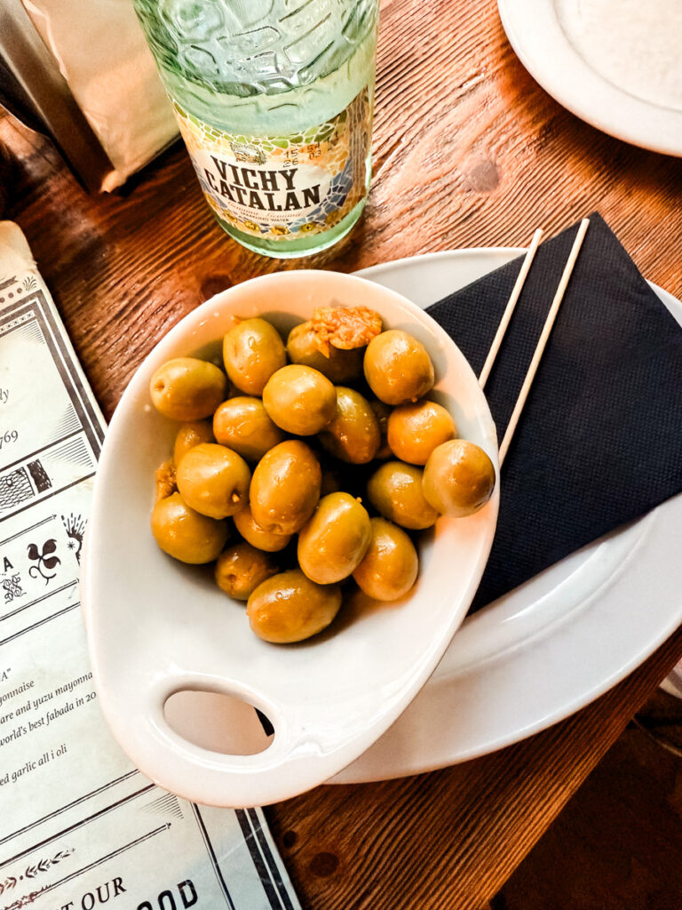 sparkling water and olives sparkling water and olives
