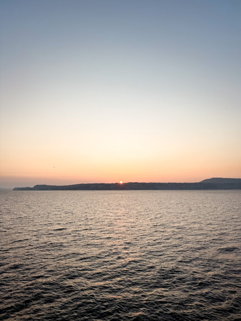 Sunset while we set sail Sunset while we set sail