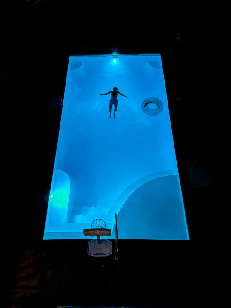 night time at the pool