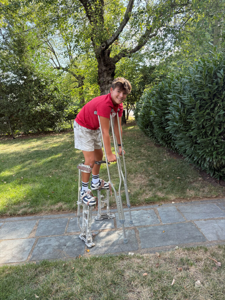 Mazen practicing stilts Mazen practicing stilts