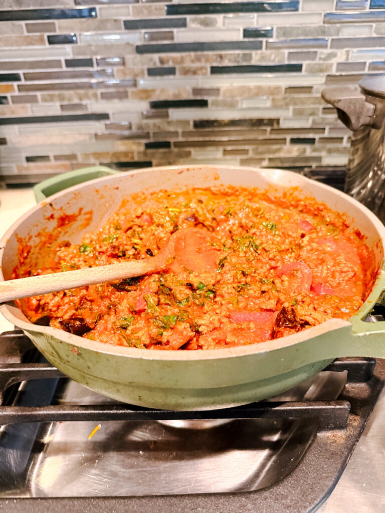 spaghetti dinner spaghetti eggplant, peppers, and kale