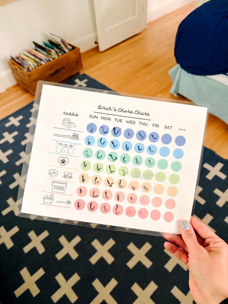 Birch's chore chart Birch's chore chart