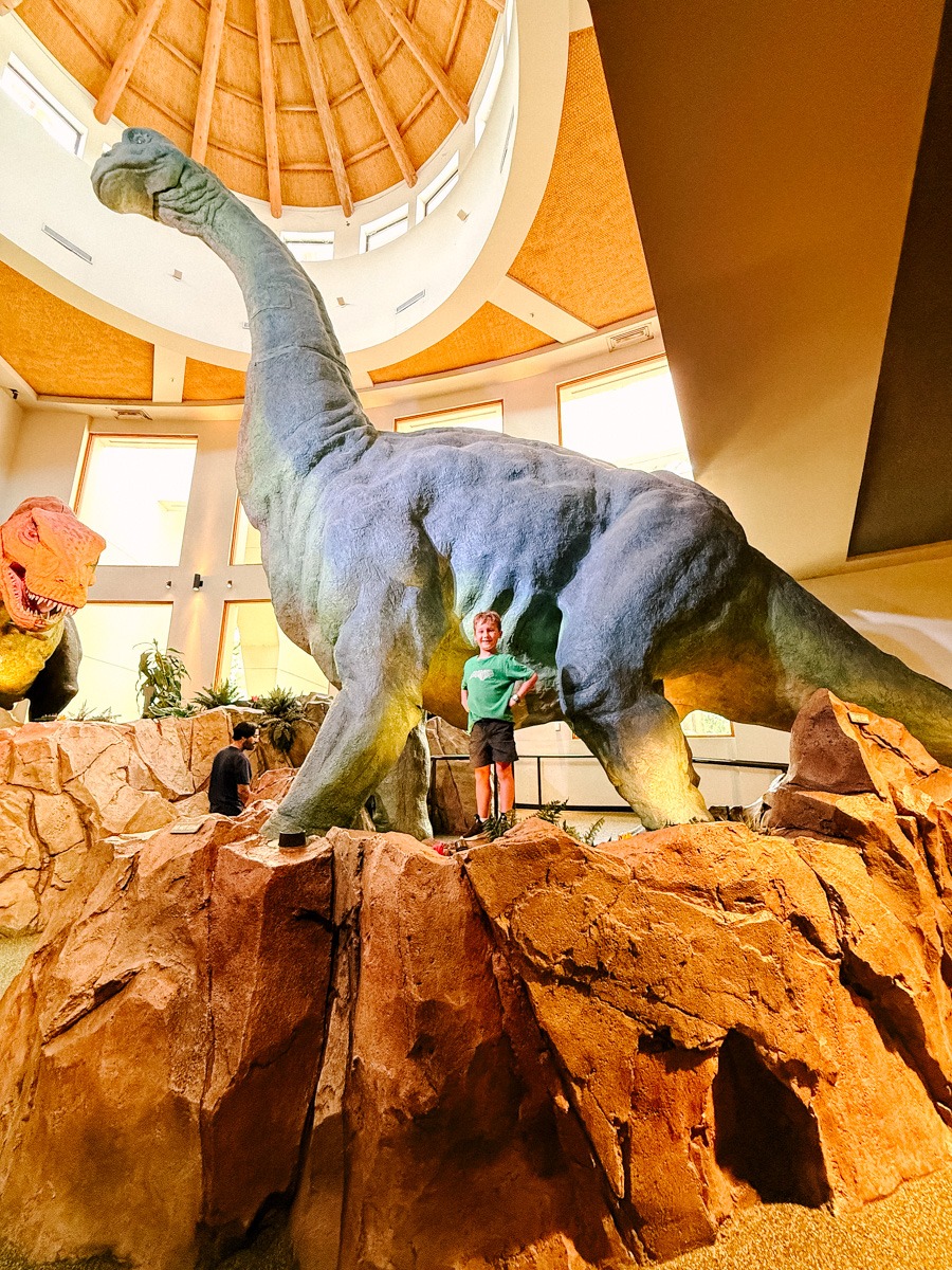 Birch and dino in discovery center