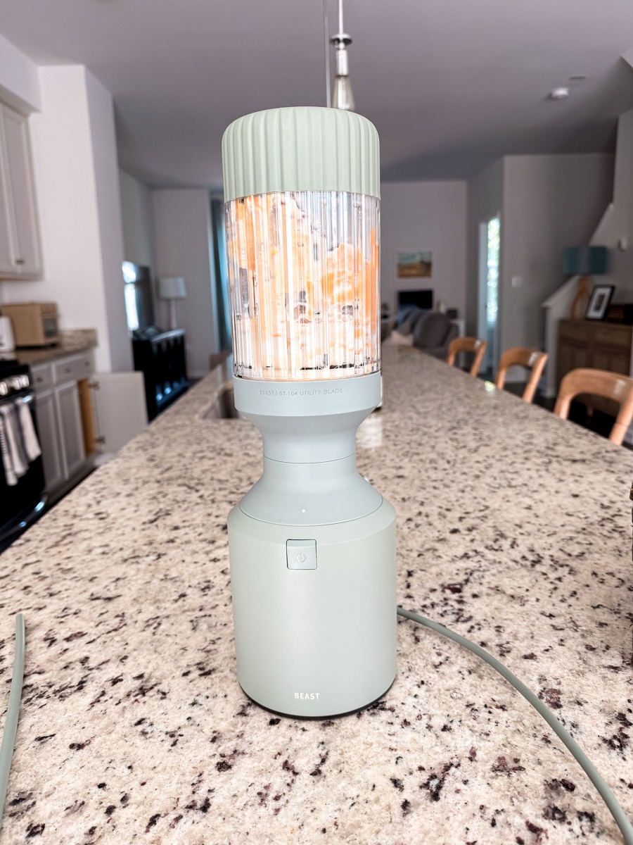 beast blender filled with ingredients on base